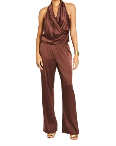 Beryll Liz Silk Pants In Chocolate In Gold