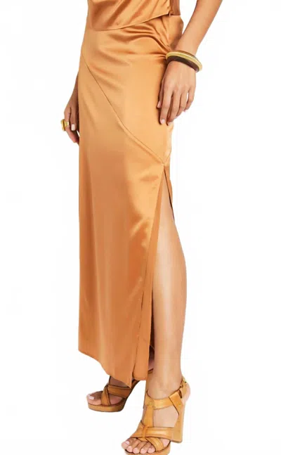 Beryll Naomi Silk Midi Skirt In Copper In Brown