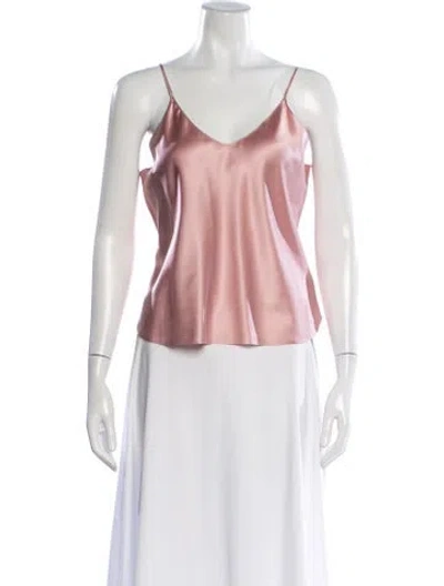 Pre-owned Beryll Silk V-neck Top In Pink