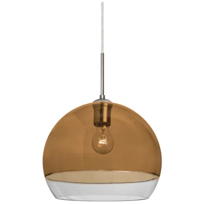 Besa Ally 11 3/4"w Satin Nickel Mini Pendant W/ Amber Glass