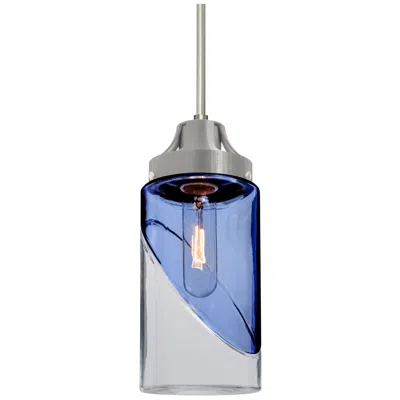 Besa Blink 4 1/2"w Satin Nickel Mini Pendant W/ Blue Shade Made To Order