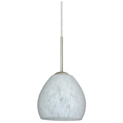 Besa Bolla 6" Wide Carrera/satin Nickel Mini Pendant - Made To Order In Blue