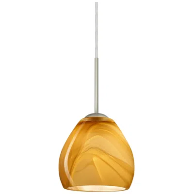 Besa Bolla 6" Wide Honey/satin Nickel 1-light Mini Pendant - Made To Order In Gold