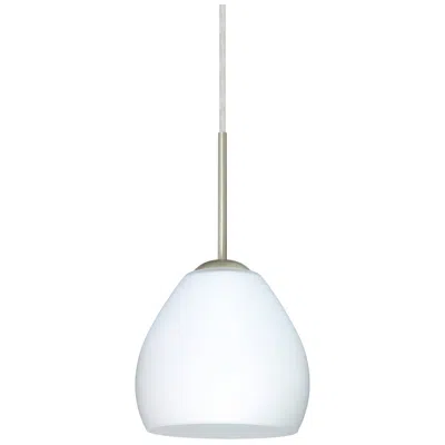 Besa Bolla 6" Wide Opal Matte/satin Nickel Mini Pendant - Made To Orde In White