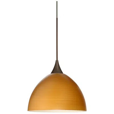 Besa Brella 6" Wide Oak/bronze Led Mini Pendant - Made To Order In Orange