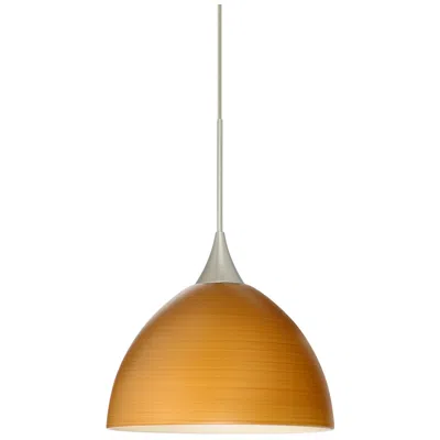 Besa Brella 6" Wide Oak/satin Nickel Led Mini Pendant - Made To Order In Brown