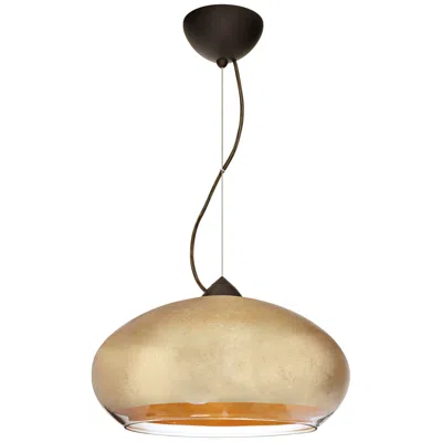 Besa Brio 13 3/4"w Bronze Gold Foil Glass Led Pendant Light