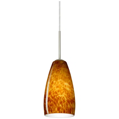 Besa Chrissy 4 1/4"w Satin Nickel And Amber Glass Mini Pendant - Made To Order
