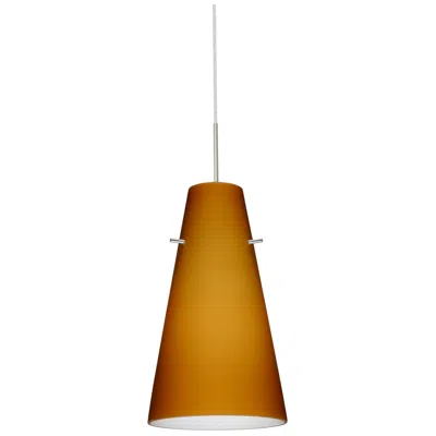 Besa Cierro 5 1/4" Wide Amber Matte/satin Nickel Led Pendant Made To Order In Brown
