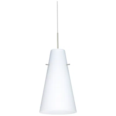Besa Cierro 5 1/4" Wide Opal Matte/satin Nickel Mini Pendant Made To Order In White