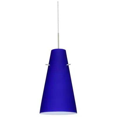 Besa Cierro 5 3/8"w Cobalt Blue Satin Nickel Mini Pendant Made To Orde