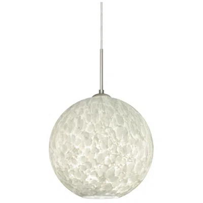 Besa Coco 11 3/4"w Satin Nickel Led Mini Pendant W/ Carrera Glass Made To Order