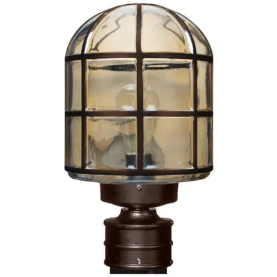 Besa Costaluz 3417 Series 14" High Bronze/smoke Outdoor Post Light In Brown