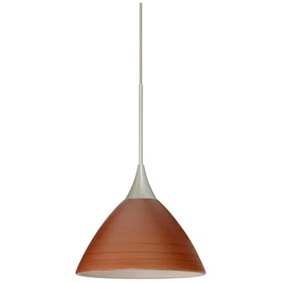 Besa Domi 5" Wide Cherry/satin Nickel Led Cord Pendant - Made To Order In Brown