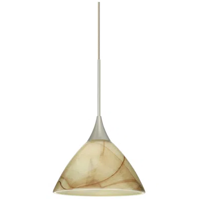 Besa Domi 5" Wide Mocha/satin Nickel Led Mini Pendant - Made To Order In Brown