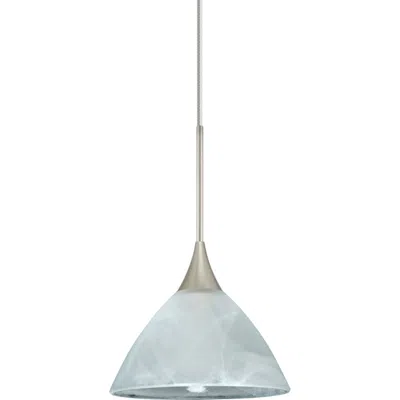 Besa Domi 5" Wide Satin Nickel Marble Glass Mini Pendant - Made To Order
