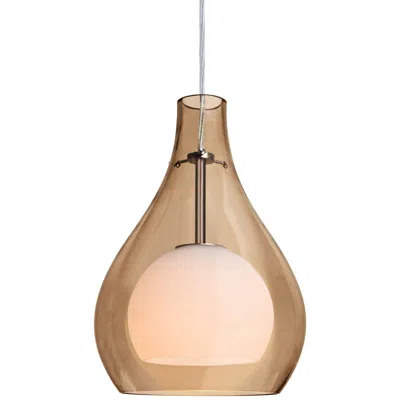 Besa Elle 11 8"w Satin Nickel Cognac Glass Led Mini Pendant - Made To Order