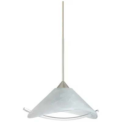 Besa Hoppi 7 1/2"w Marble/clear/satin Nickel Pendant Light Made To Order
