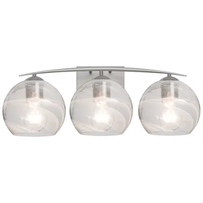 Besa Jilly 25"w Vapor Clear/satin Nickel 3-light Bath Light Made To Or
