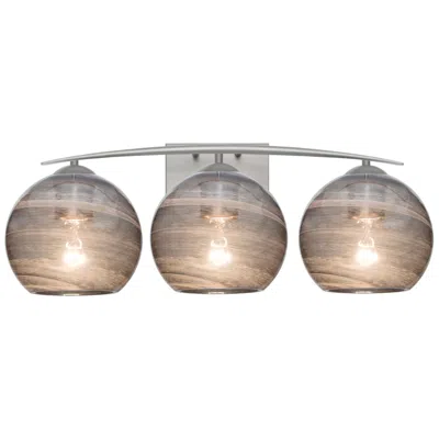 Besa Jilly 25"w Vapor Smoke/satin Nickel 3-light Bath Light Made To Order In Brown