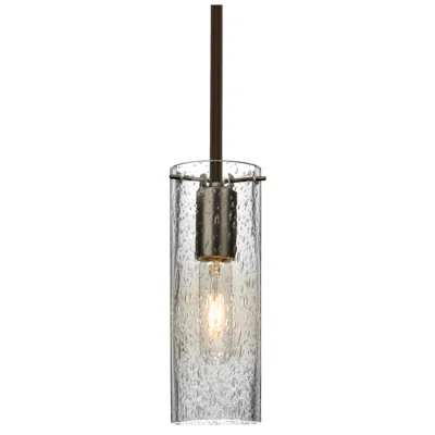 Besa Juni 10 3 1/2"w Bronze Mini Pendant W/ Clear Bubble Glass - Made To Order