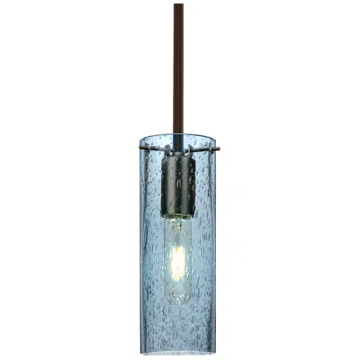 Besa Juni 10 3.5"w Bronze And Blue Glass Modern Pendant Made To Order