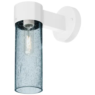 Besa , Juni 10 Outdoor Sconce, Blue Bubble, White Finish, 1x60w Medium Base