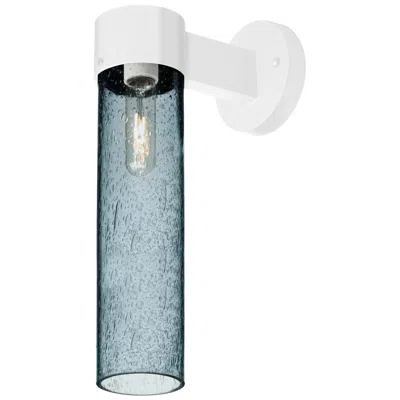 Besa , Juni 16 Outdoor Sconce, Blue Bubble, White Finish, 1x60w Medium Base
