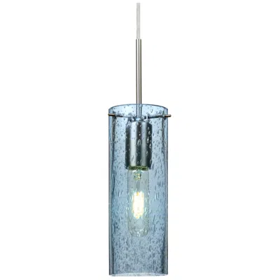 Besa Juni 3 1/2" Wide Modern Satin Nickel And Blue Glass Mini Pendant
