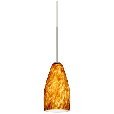 Besa Karli 4" Wide Amber Cloud/satin Nickel Led Mini Pendant Made To Order In Yellow