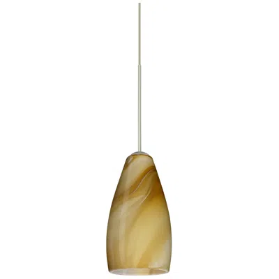 Besa Karli 4" Wide Honey/satin Nickel Led Mini Pendant Light In Multi