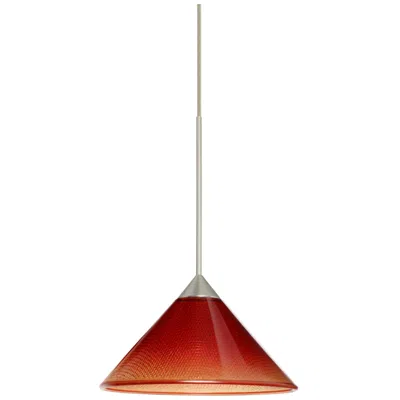 Besa Kona 5 1/2" Wide Sunset/satin Nickel Led Mini Pendant - Made To Order In Red