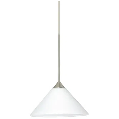Besa Kona 5 1/2" Wide White And Satin Nickel Mini Pendant - Made To Order