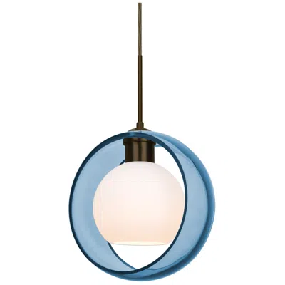 Besa Mana 9" Transparent Blue/opal/bronze Led Mini Pendant