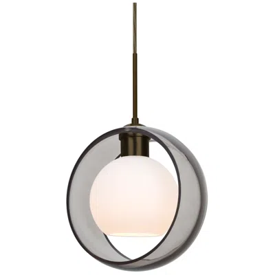 Besa Mana 9" Wide Transparent Smoke/opal/bronze Pendant In Gray
