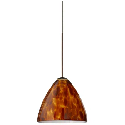 Besa Mia 5" Wide Amber Cloud/bronze Mini Pendant Light - Made To Order In Brown