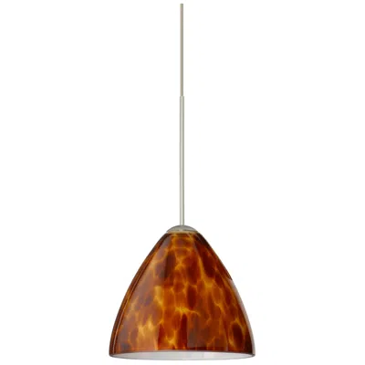 Besa Mia 5" Wide Amber Cloud/satin Nickel Mini Pendant - Made To Order