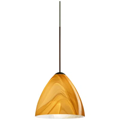 Besa Mia 5" Wide Bronze Honey Glass Mini Pendant - Made To Order