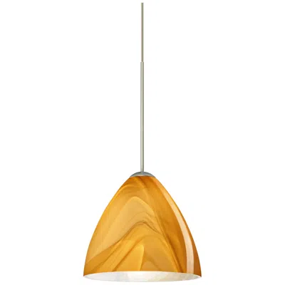 Besa Mia 5" Wide Satin Nickel Honey Glass Mini Pendant - Made To Order