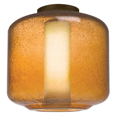 Besa Niles 10 9 1/2"w Bronze And Amber Bubble Glass Ceiling Light Made To Order