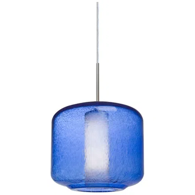 Besa Niles 9 1/2"w Blue /opal/satin Nickel 1-light Pendant Made To Order