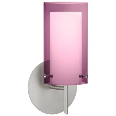 Besa Pahu 10" High Amethyst/satin Nickel 1-light Wall Sconce In Pink