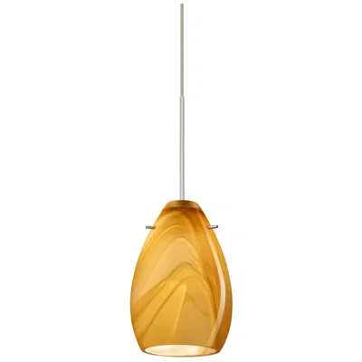 Besa Pera 6 1/2" High Honey/satin Nickel Mini Pendant - Made To Order In Yellow