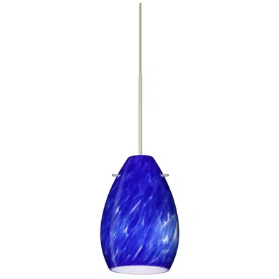 Besa Pera 6 1/2"h Blue Cloud/satin Nickel Led Mini Pendant Made To Order