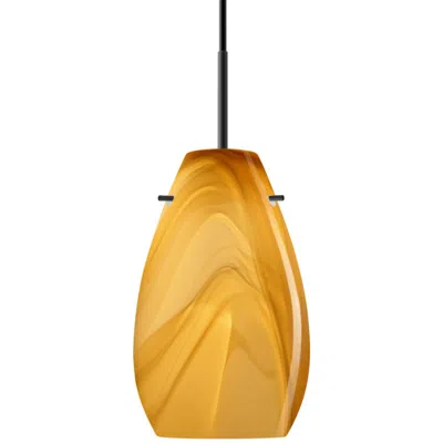 Besa Pera 6" Wide Black Mini Pendant With Honey Glass - Made To Order