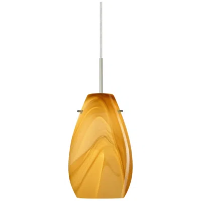 Besa Pera 6" Wide Satin Nickel Mini Pendant W/ Honey Glass - Made To Order