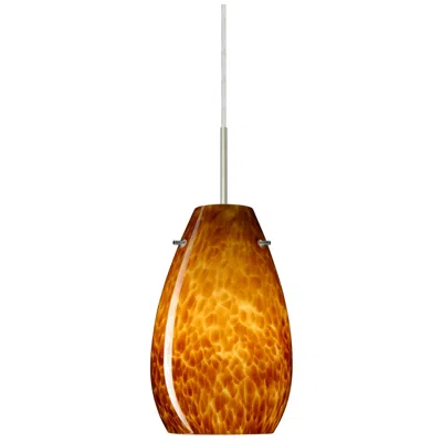 Besa Pera 9 1/2" High Amber Cloud/satin Nickel Mini Pendant - Made To Order In Yellow