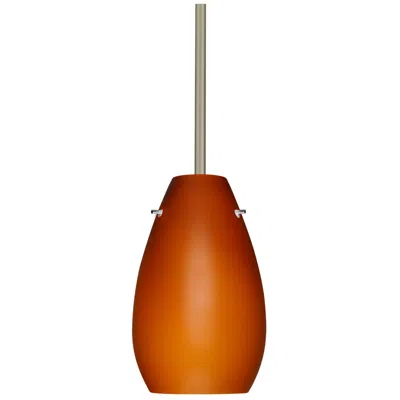 Besa Pera 9 1/2" High Amber Matte/satin Nickel Stem Pendant - Made To Order