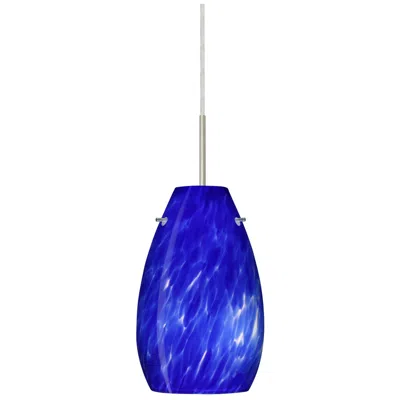 Besa Pera 9 1/2" High Blue Cloud/satin Nickel Mini Pendant - Made To Order
