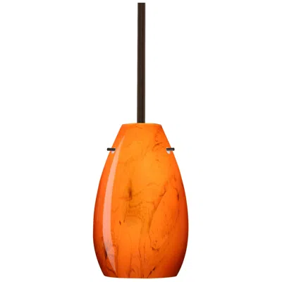 Besa Pera 9 1/2" High Habanero/bronze Led Stem Pendant - Made To Order